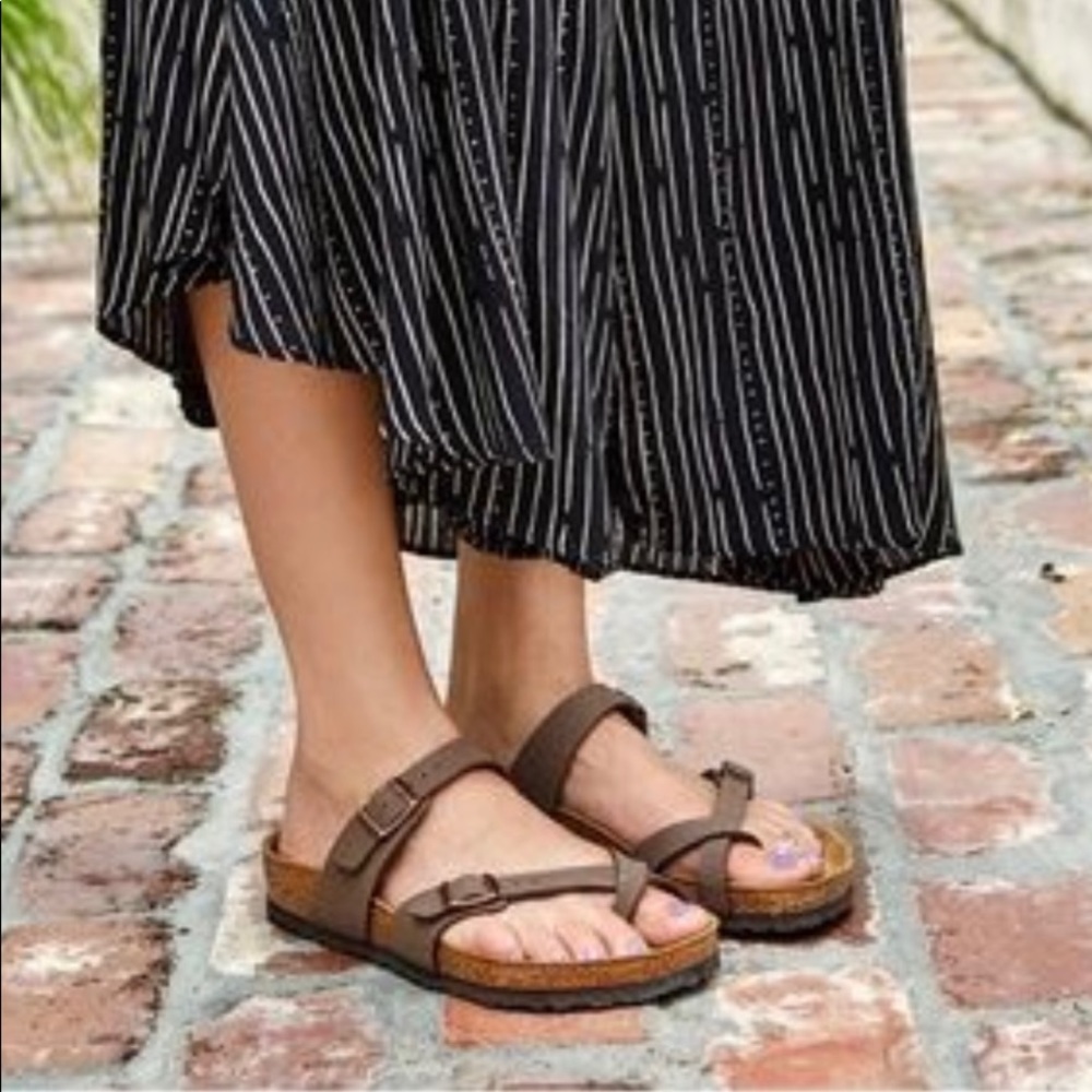 Birkenstock Brown Leather Two-Strap Sandals